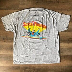 Lootwear Men's Gray Justice League Super Friends Short Sleeve T-Shirt, Size XL